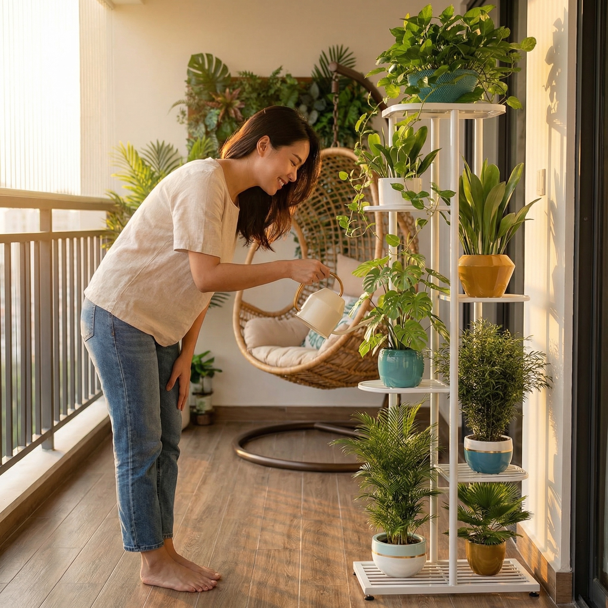 Metal 4/5/6/7 Layer Flower Rack, Living Room Balcony Floor Standing ...