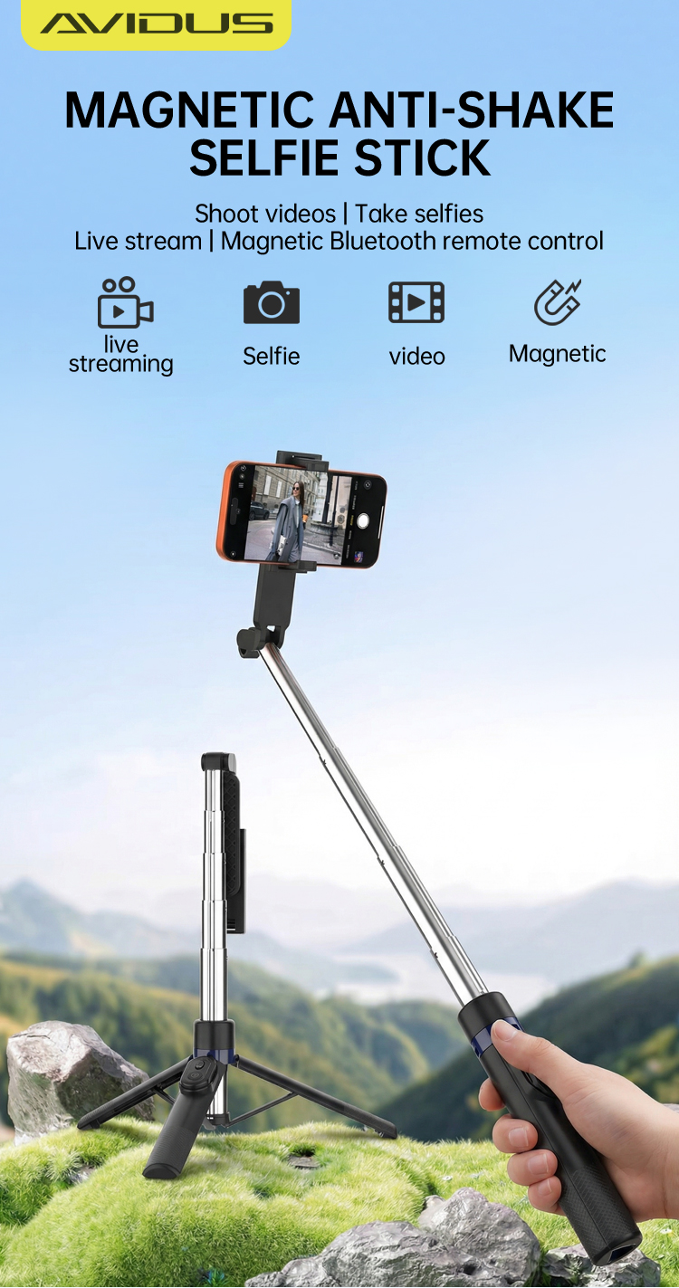 AVIDUS R11 Portable Selfie Stick Anti-Shake 80cm With Magnetic ...