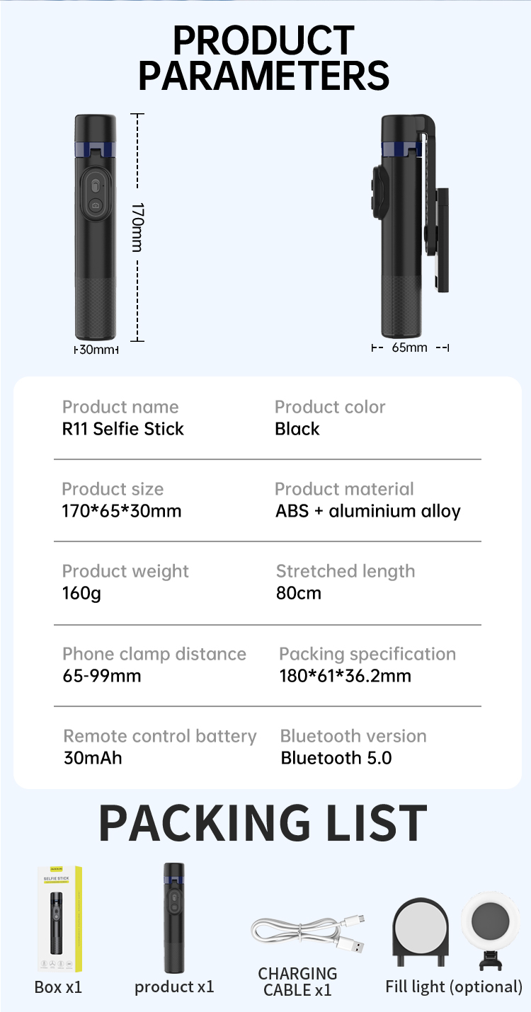 AVIDUS R11 Portable Selfie Stick Anti-Shake 80cm With Magnetic ...