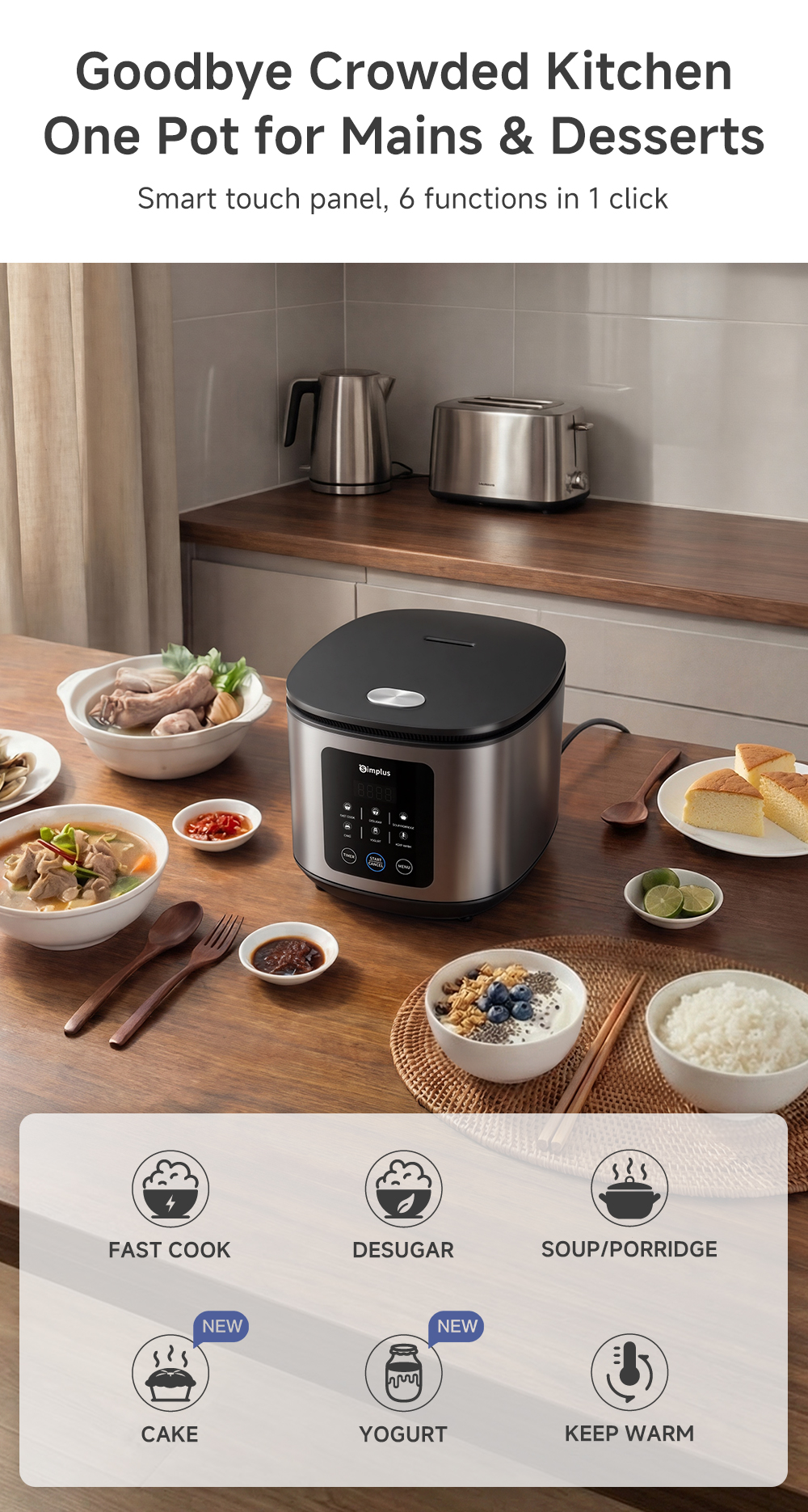 Simplus Rice Cooker 6 Preset Program 25min Quick Cook 4L Non-stick ...