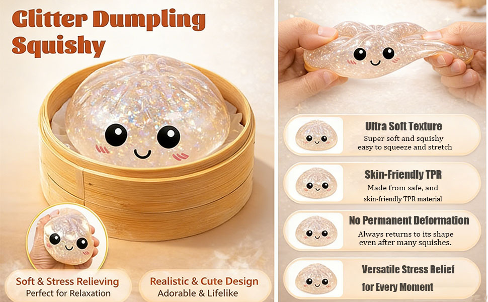 2026 Glitter Dumpling Squishy Toy,Slow Rising Soft Squeeze Ball with ...