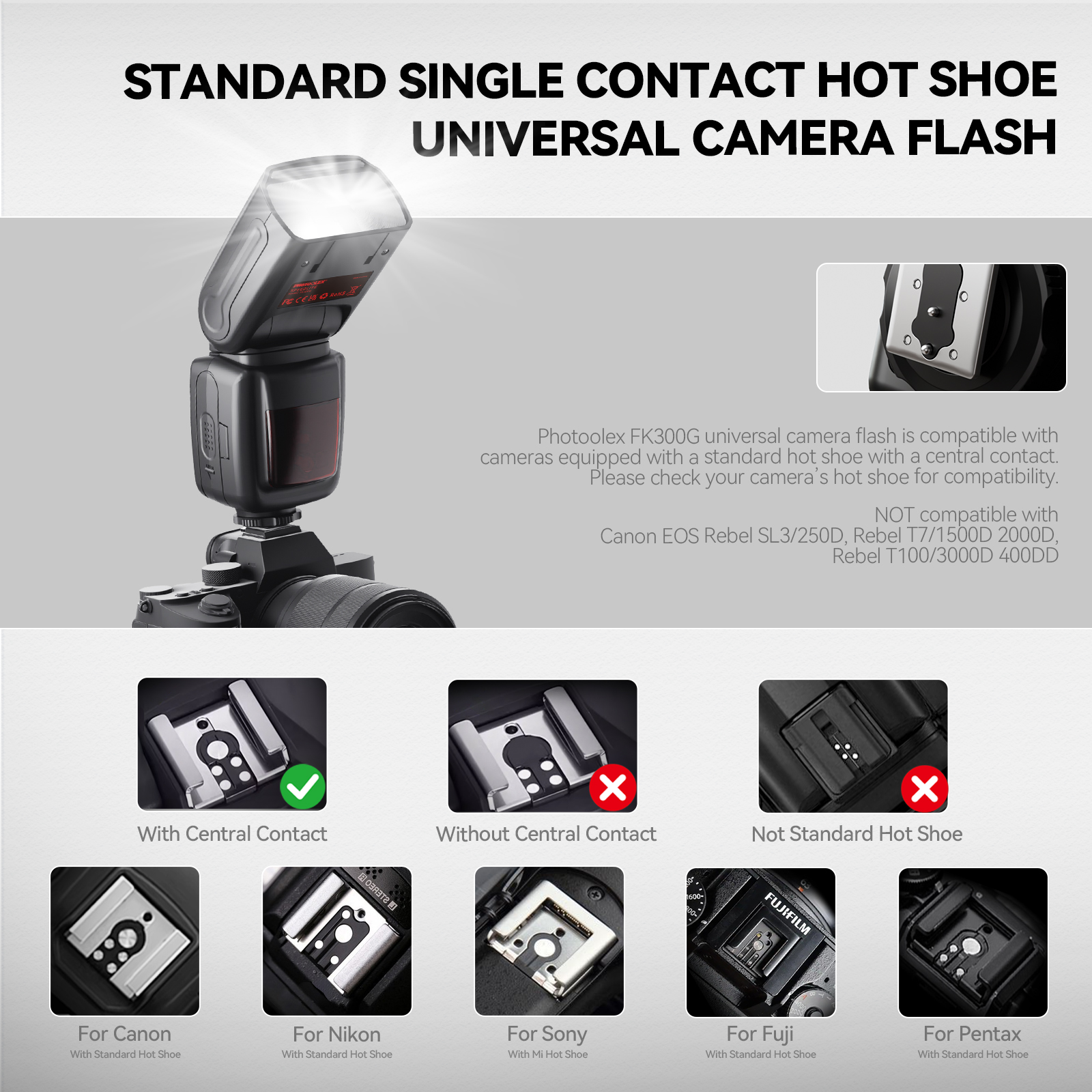 PHOTOOLEX Genuine FK300 Camera Flash 5600K GN33 M/S1/S2 Multi-Camera ...