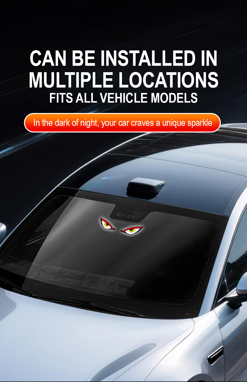 Car Solar Energy LED Demon Eye Warning Lamp Light Sensitive Vibration ...