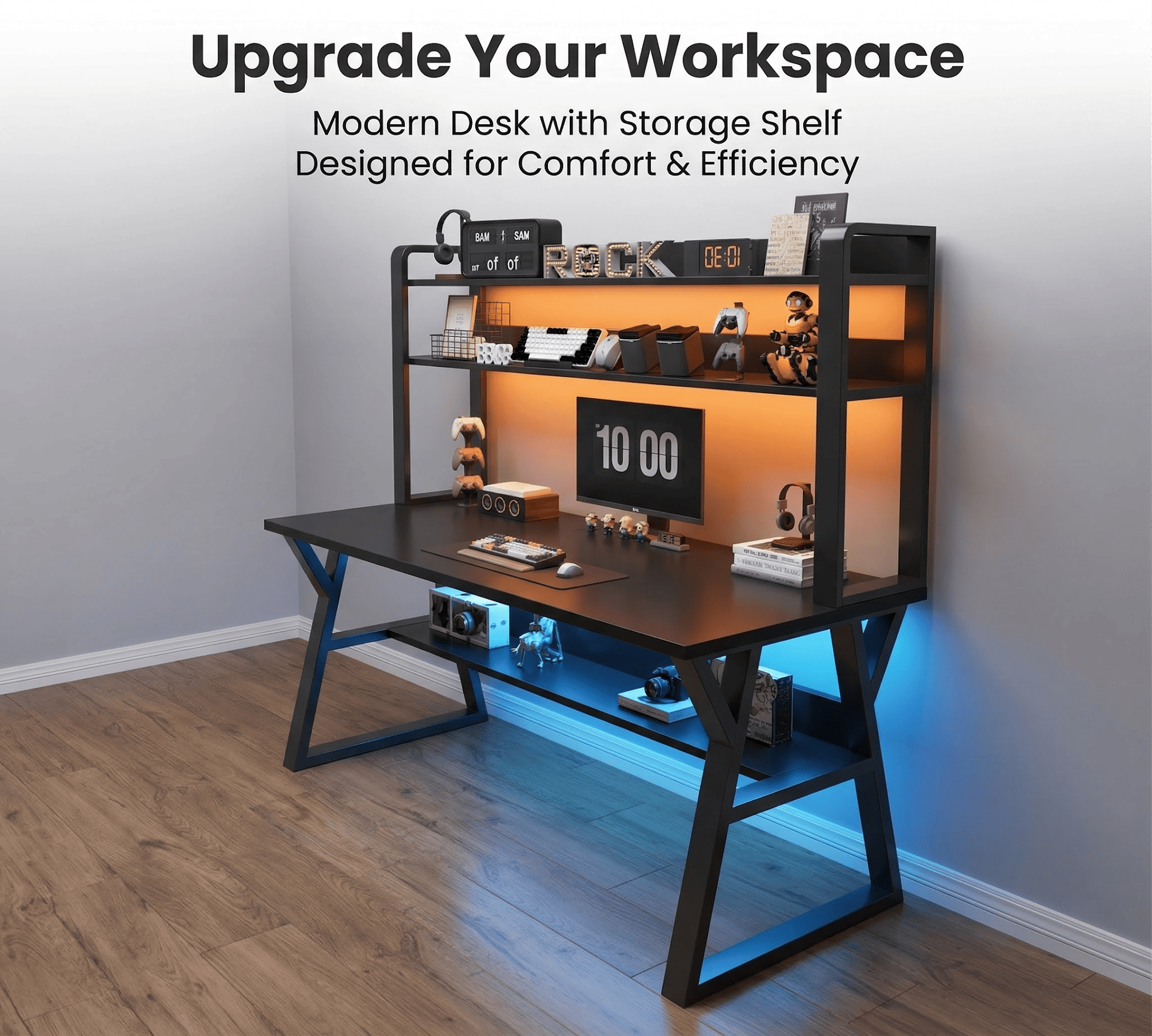 【⚡COD⚡】Computer Desk With Shelves For Home Office Study Table Bookshelf ...