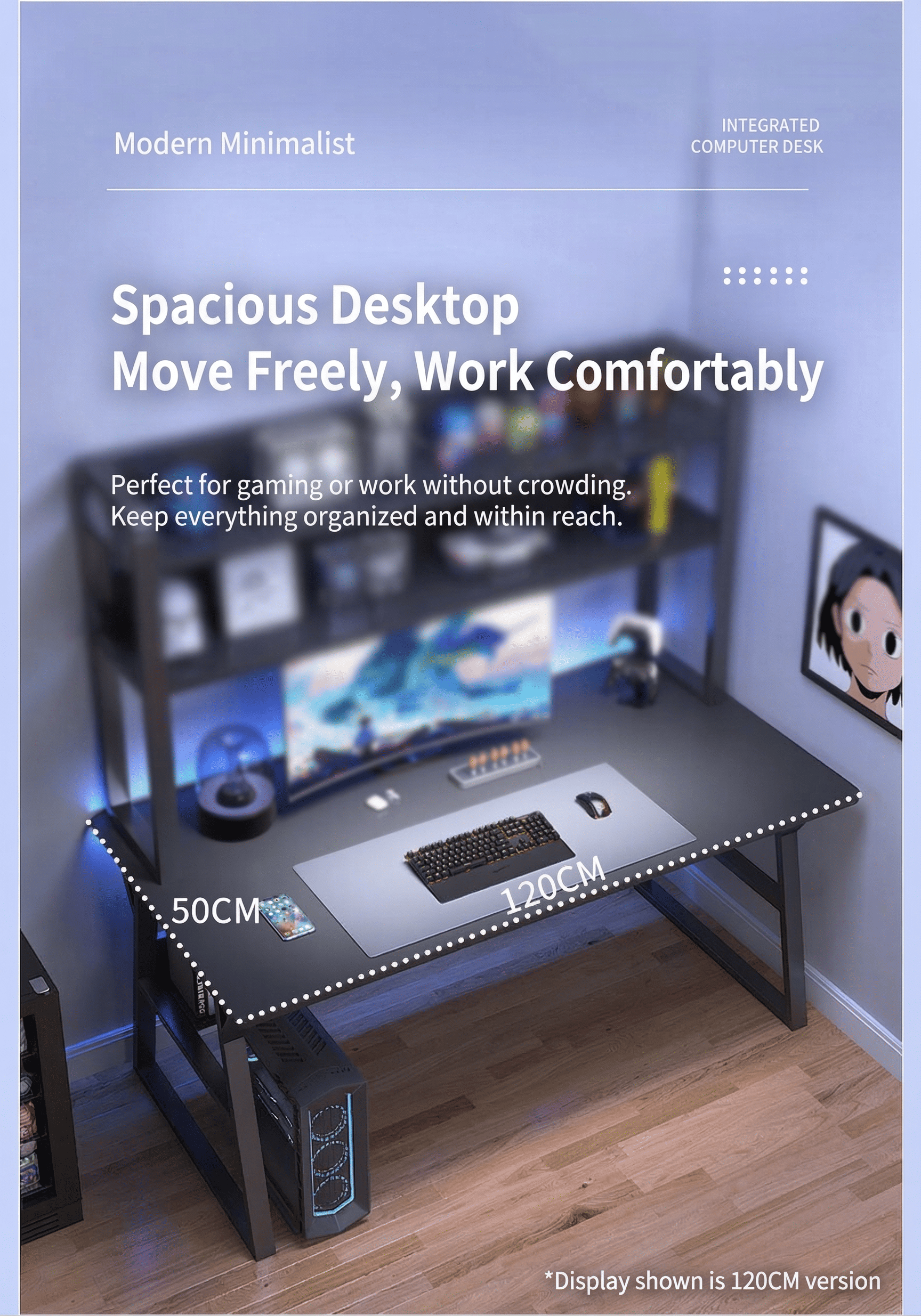 【⚡COD⚡】Computer Desk With Shelves For Home Office Study Table Bookshelf ...