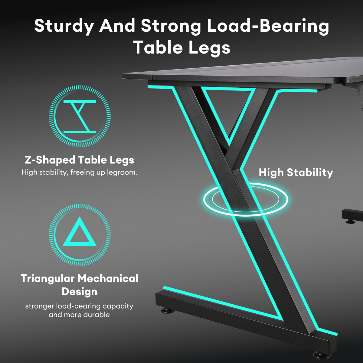 MUSSO G75 Gaming Desk Carbon Fiber Surface Sturdy Computer Desk Home ...