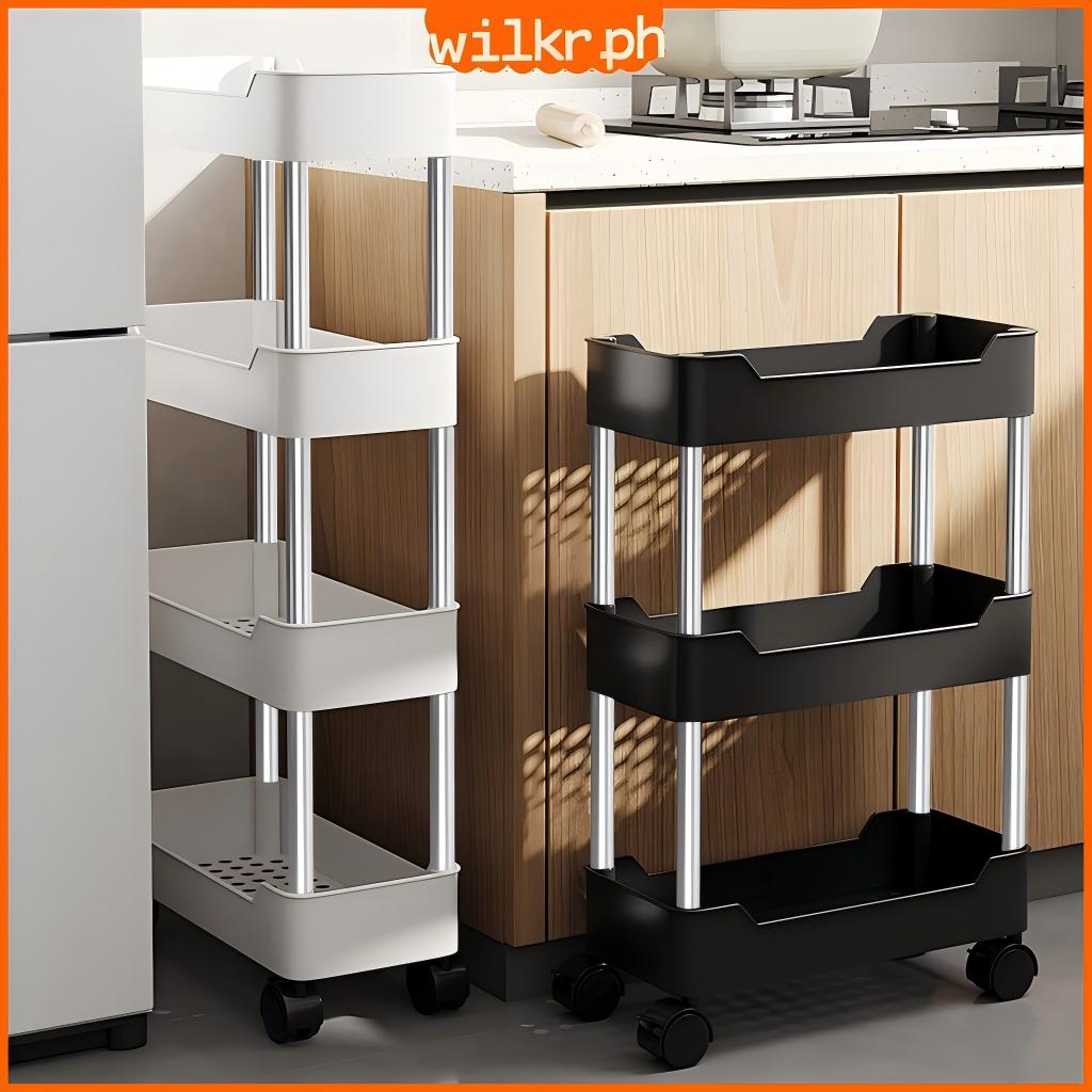 4 Layer Moving Rack Bathroom Organizer rack Kitchen Storage Shelf Wall ...