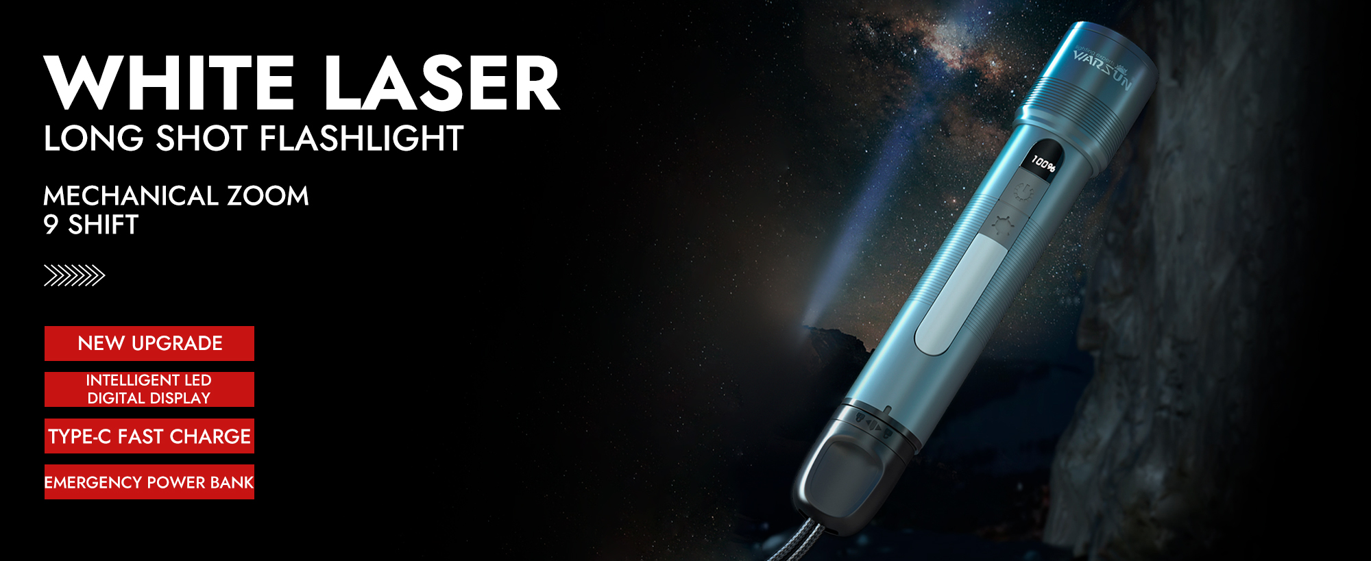 WARSUN NB01 High Lumen Flashlight USB-C Rechargeable LED Torch with ...
