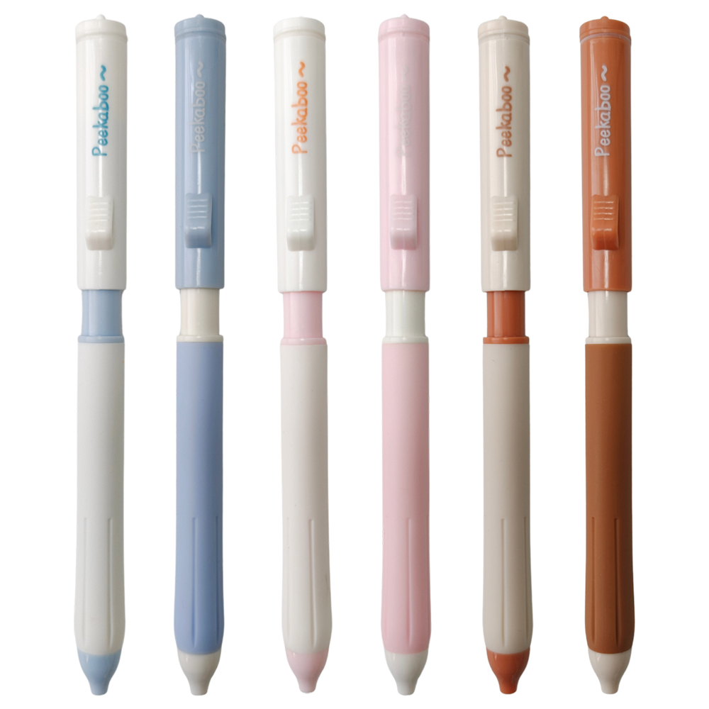 Fun Kitten Playing Hide and Seek Gel Pens Set 2/6Pcs 0.5mm Flip Cover ...