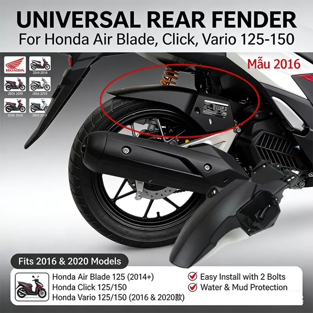 AFFOTOM OEM Rear Mudguard Tire Hugger For Honda For Click 125/155 All ...