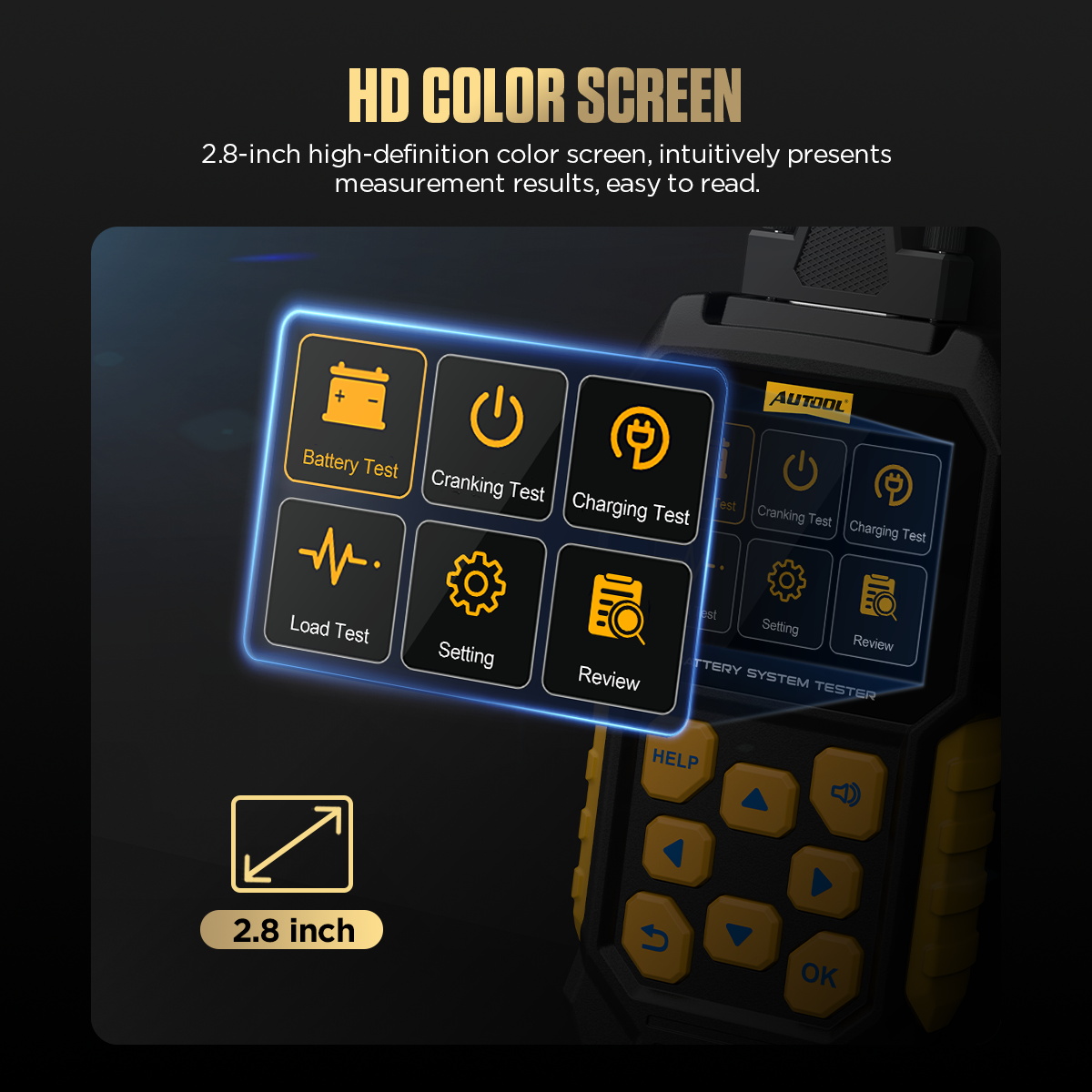 AUTOOL 12V 24V Car Battery Load Tester Car Load Cranking Charging ...