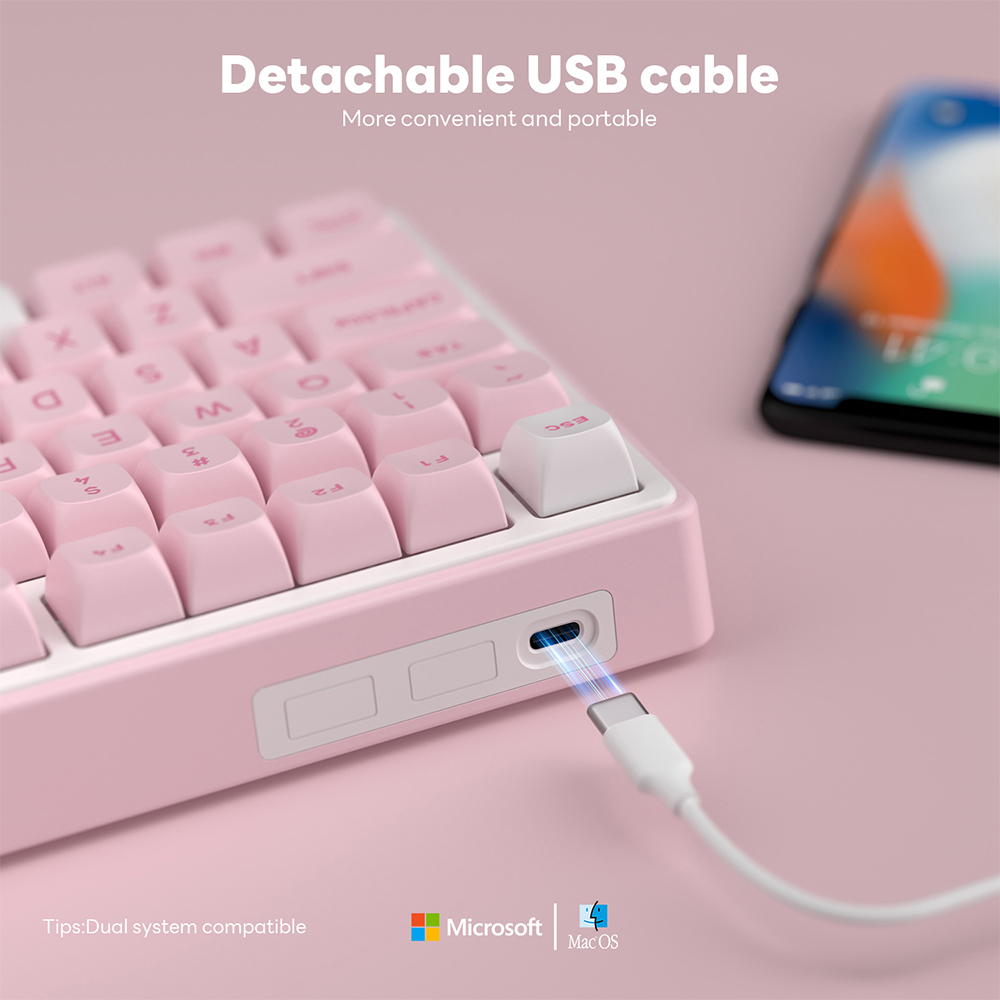 Royal Kludge RK R65 R75 N99 Pink Melody RGB Mechanical Keyboard With ...