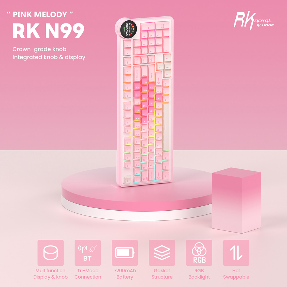 Royal Kludge RK R65 R75 N99 Pink Melody RGB Mechanical Keyboard With ...