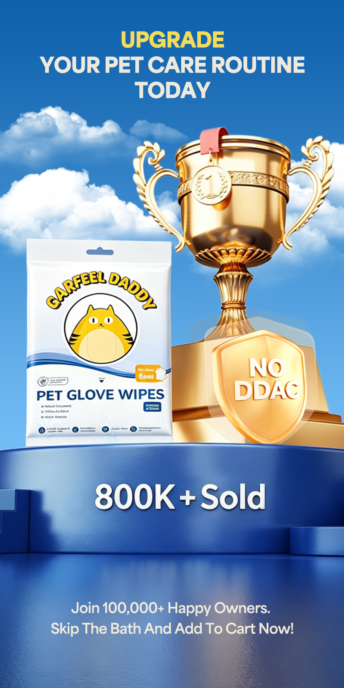 Garfeel Daddy Pet Wipes Thick Glove Wipes | Waterless Bath for Pets ...