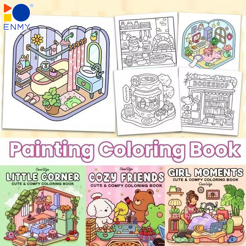 ENMY DIY Little Corner Cute Cozy Coloring Book Fun Relaxing Hobby ...
