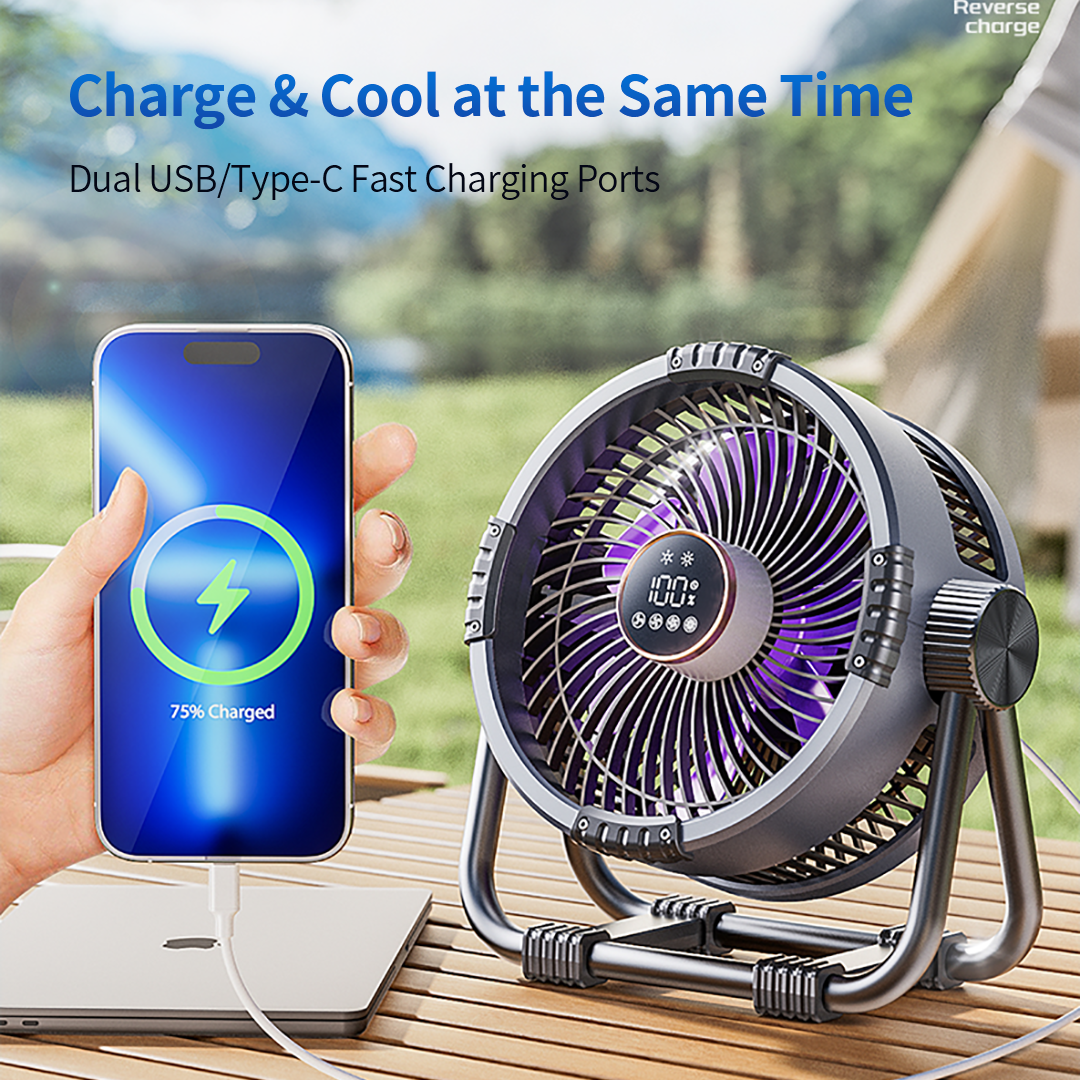 3Life M65 Outdoor Fan Portable Cooling Fan Strong Wind Rechargeable Low ...