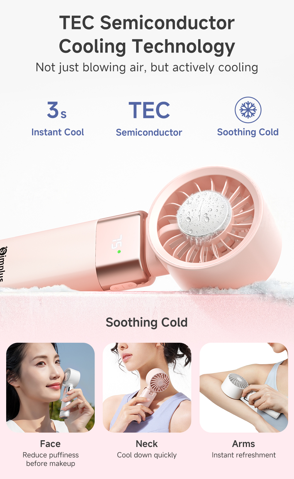 Simplus Mini Fan 100 Stepless Speeds FoldableTurbo-Focus Fan 4000mAh ...
