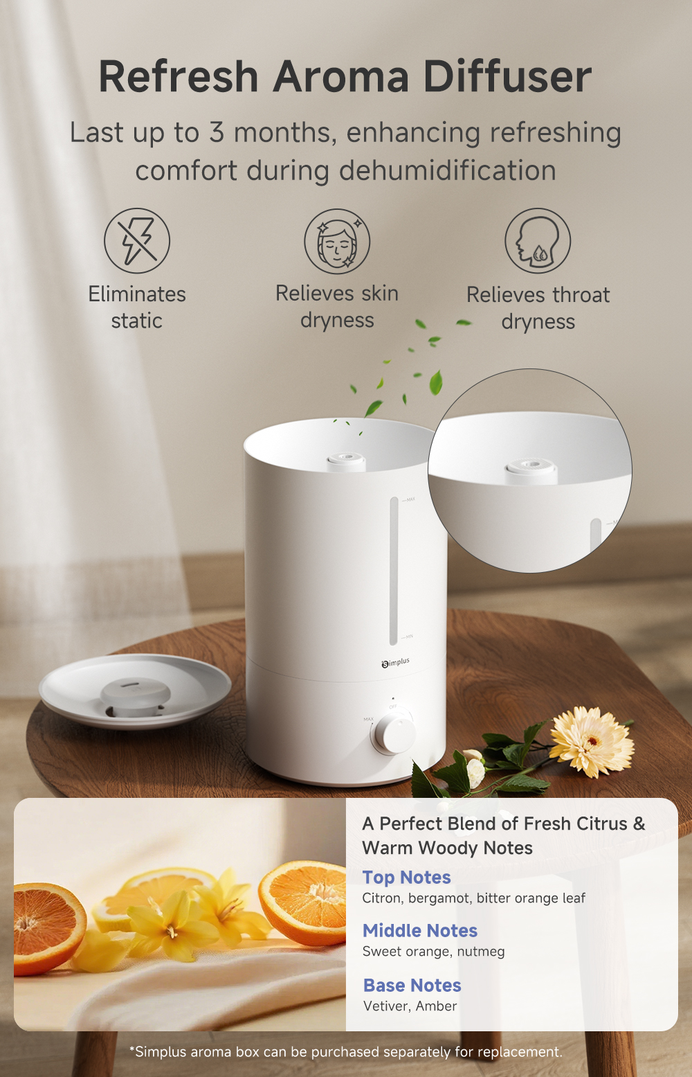 Simplus Ultrasonic Humidifier 4.5L Capacity Aromatherapy Diffuser 350ml ...
