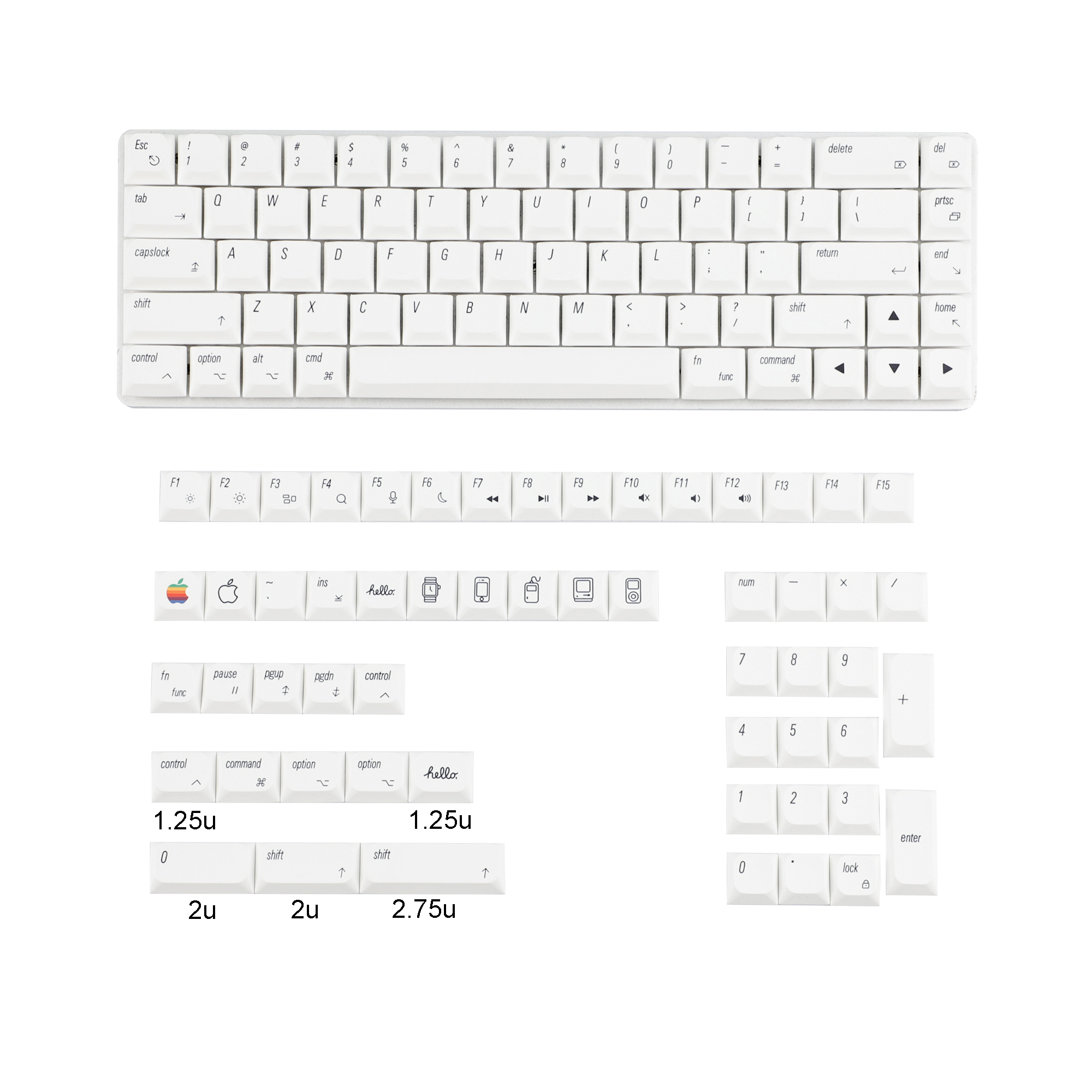 127 124 Ultra-slim Mx Low Profile Dye Sub PBT Keycaps For Mx 61 64 68 ...