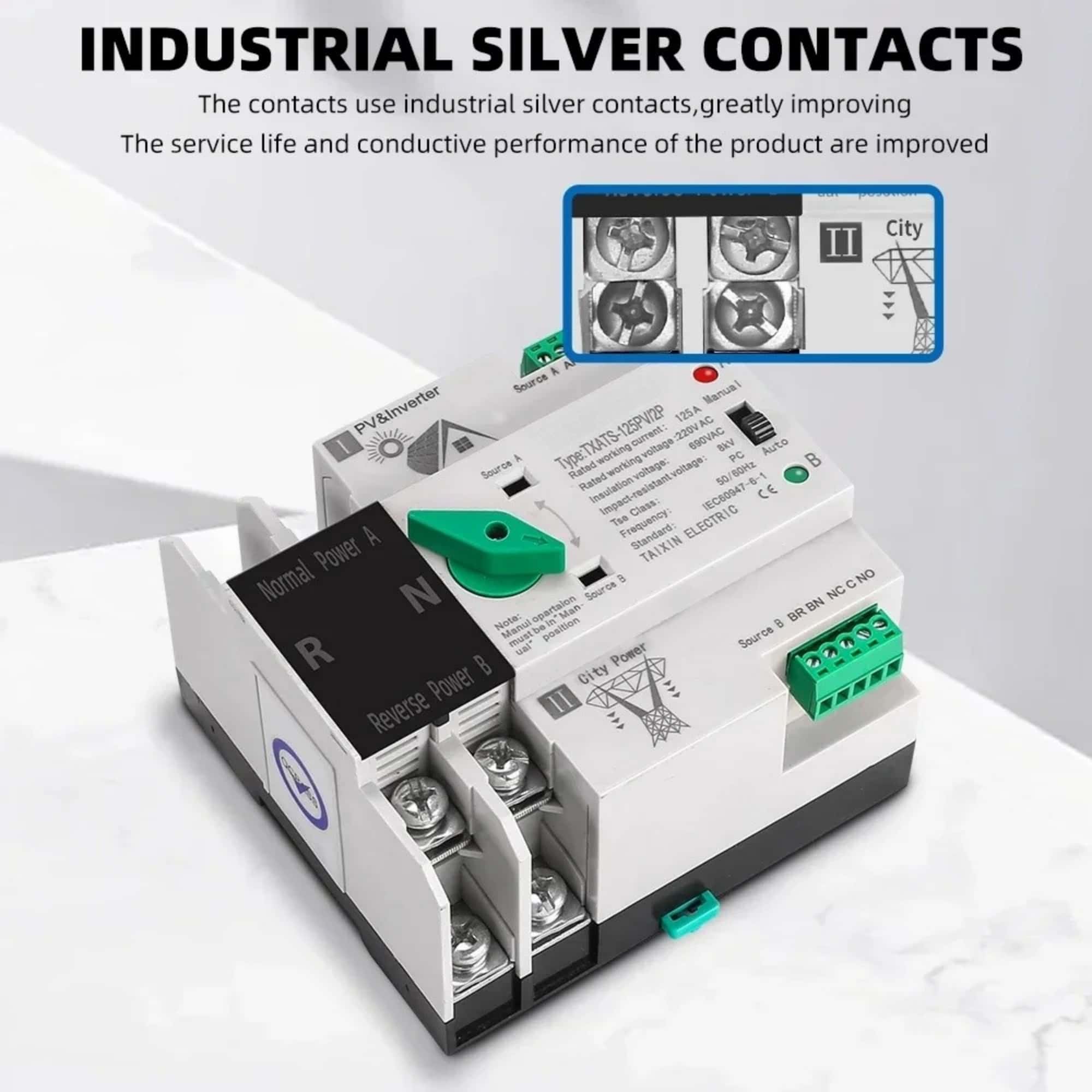 2P Din Rail ATS PV Inverter Dual Power Automatic Transfer Selector ...