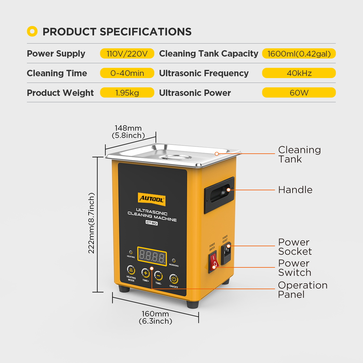 AUTOOL CT80 ultrasonic Cleaning machine Automobile injector cleaning ...