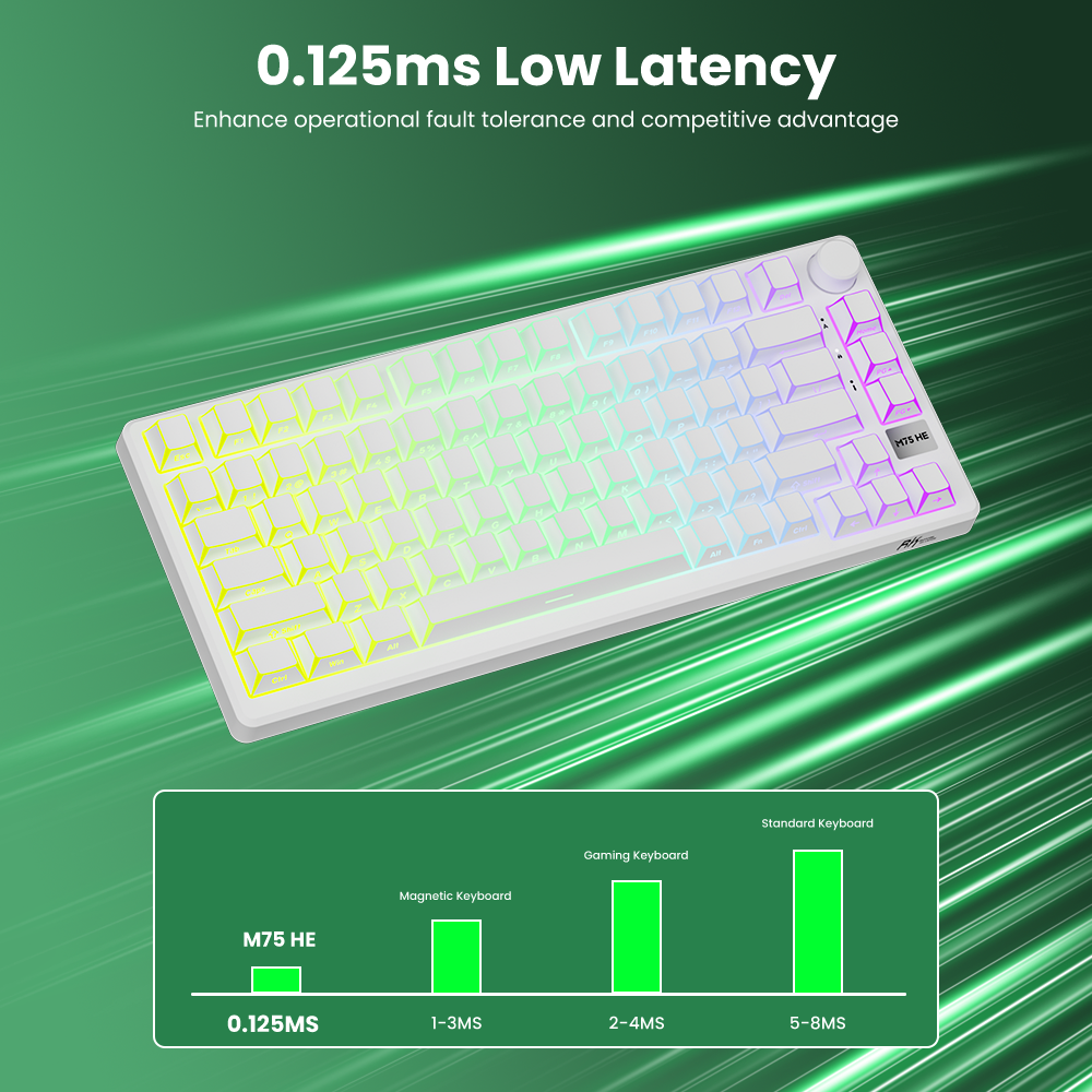 RK Royal Kludge RKM75 Shadow Keycap Aurora HE 8000Hz 8K Ultra-Low ...