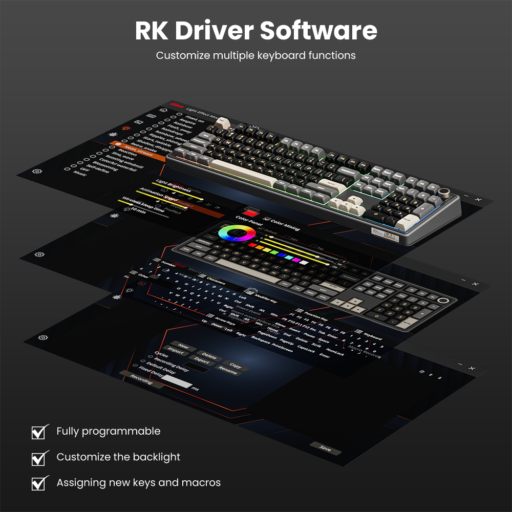 Royal Kludge RK R108 100% Layout RGB Wired Professional Game Hotswap ...