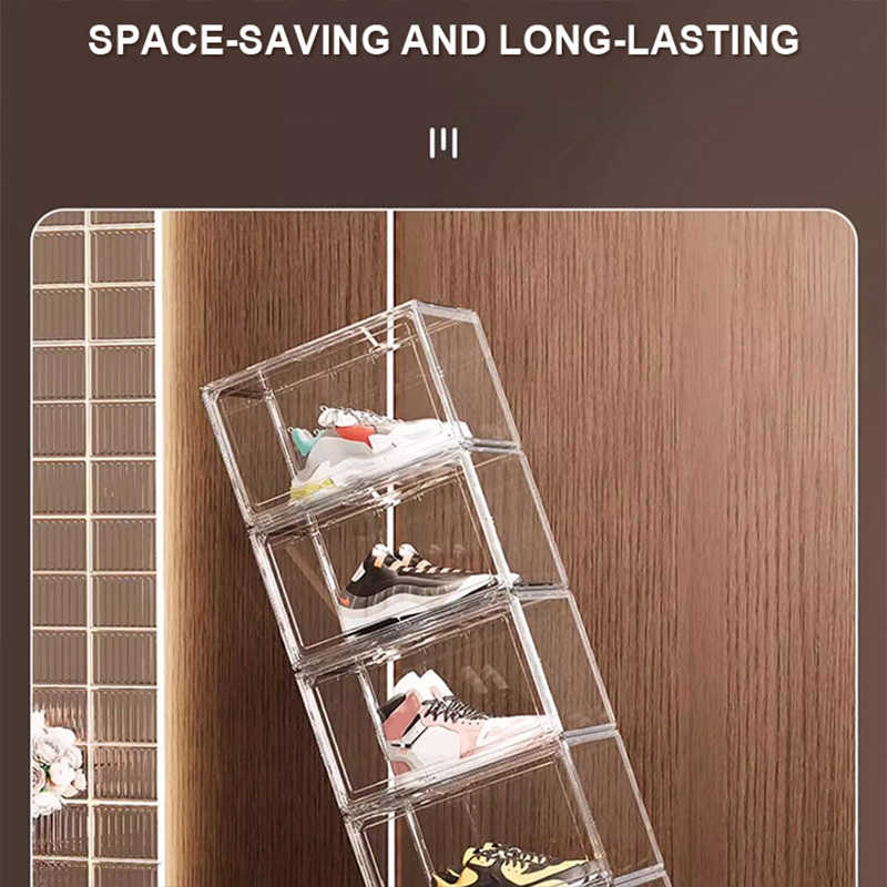 Acrylic Shoe Box Stackable Magnetic Shoe Rack Transparent Storage ...