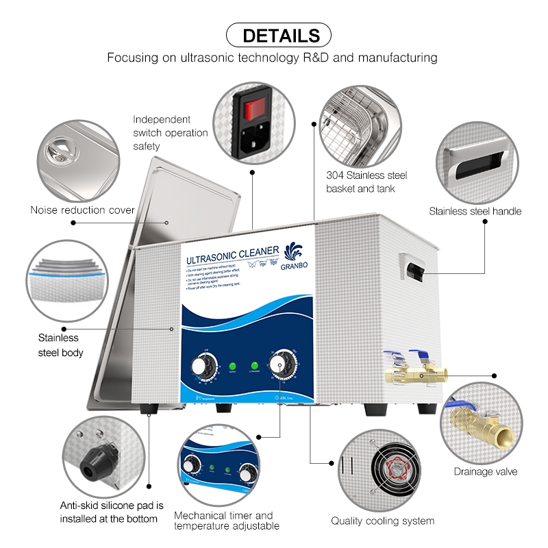 Granbo Ultrasonic Cleaner Machine 360°clean Heating Mechanical timer ...