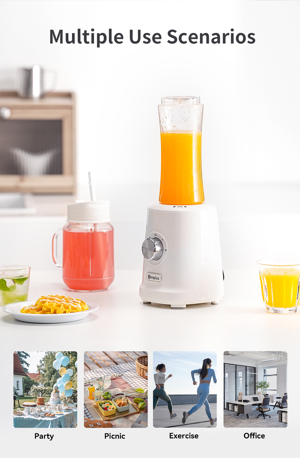Simplus 600mL+600mL Blender Multi-functional Food Processor 3 ...