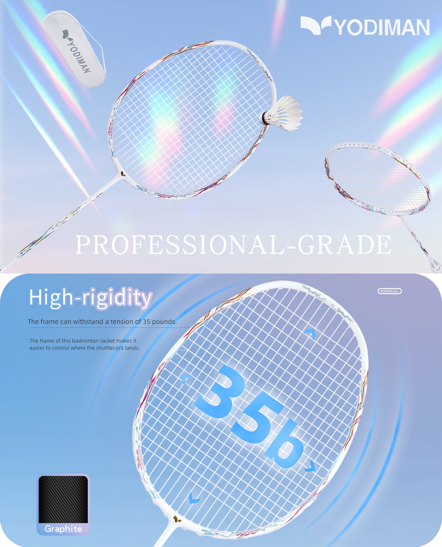 YODIMAN Genuine Original Professional-Grade Badminton Racket – Full ...