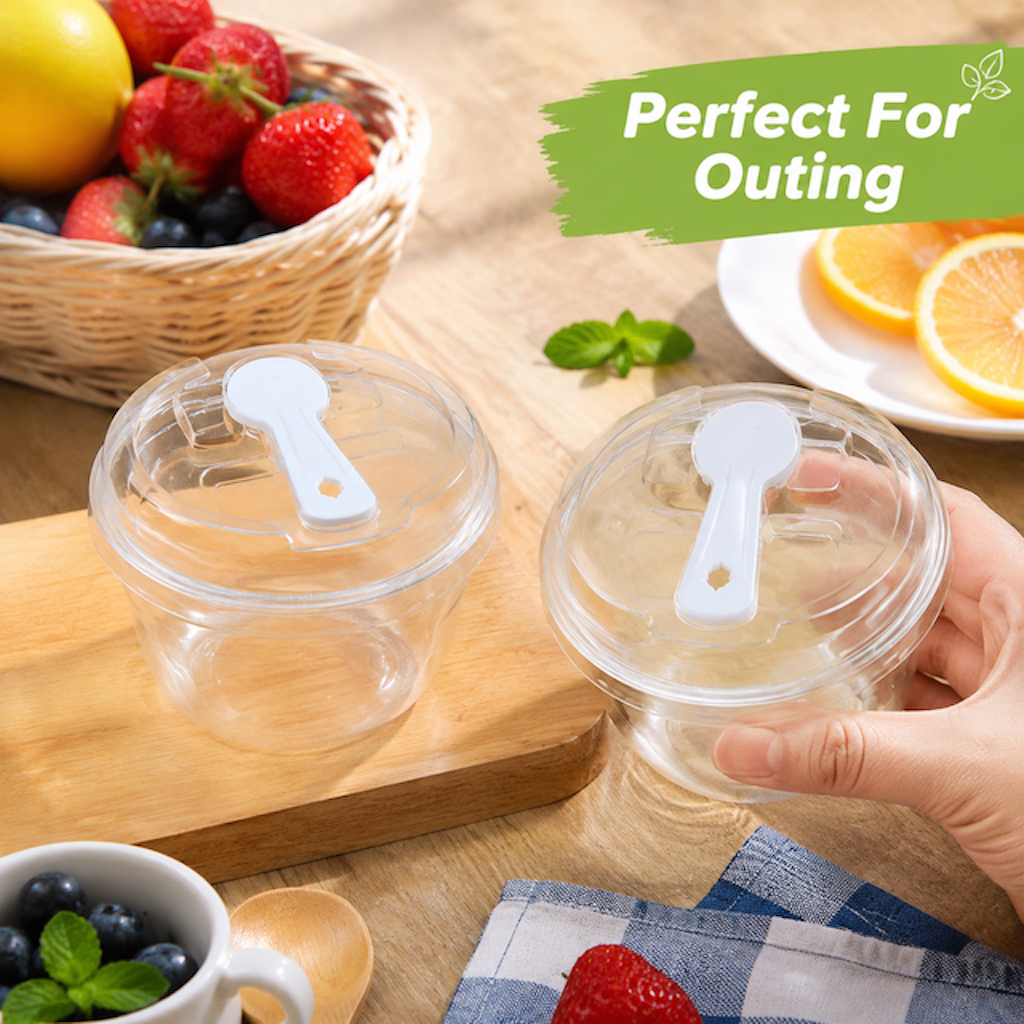 LM [50-Piece] Crystal Clear Dessert Cup Set with Lid |150ml/250ml/5oz ...