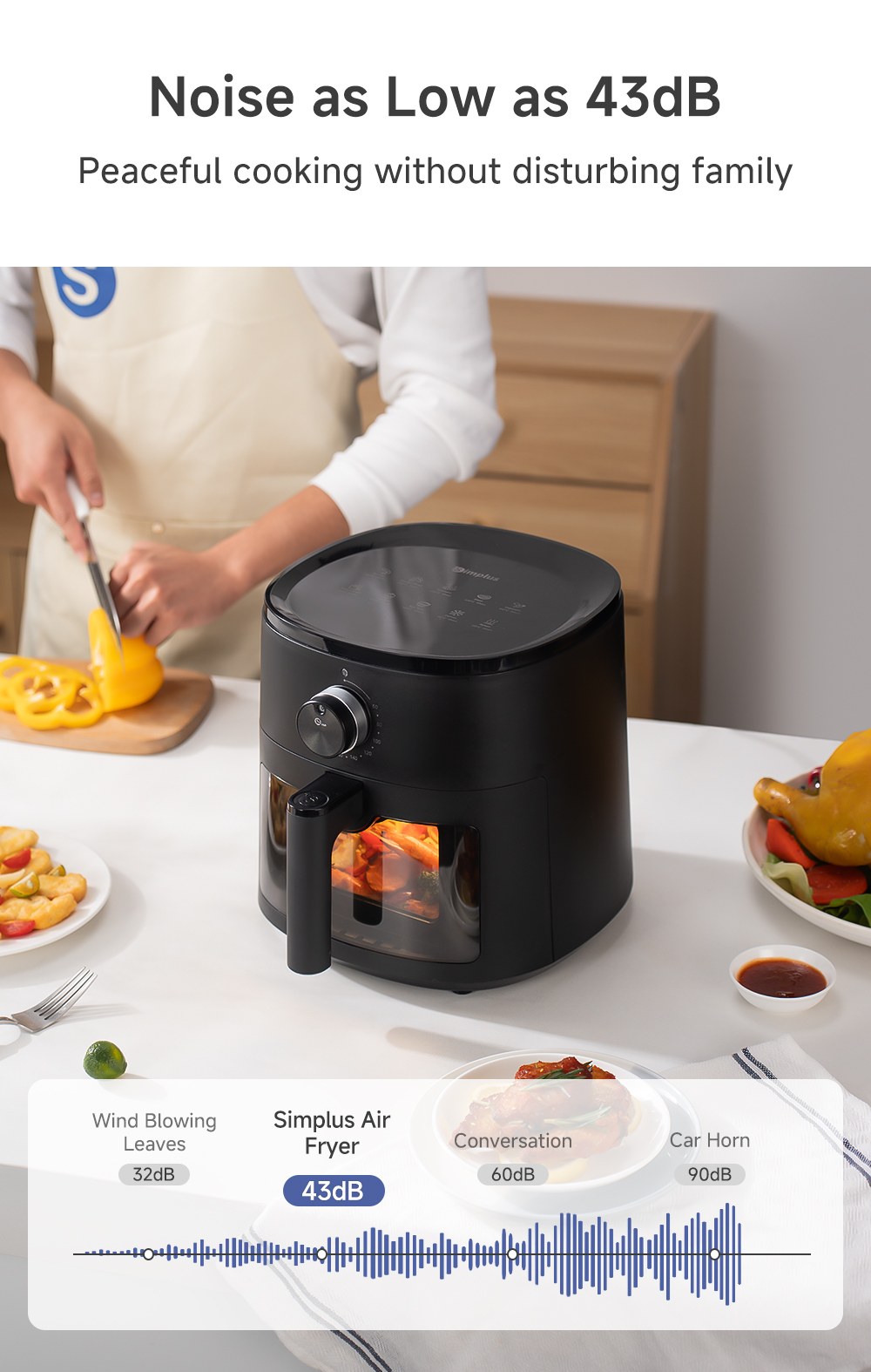 Simplus Air Fryer Multi-functional Oil Free Non Stick Black&White&Beige ...