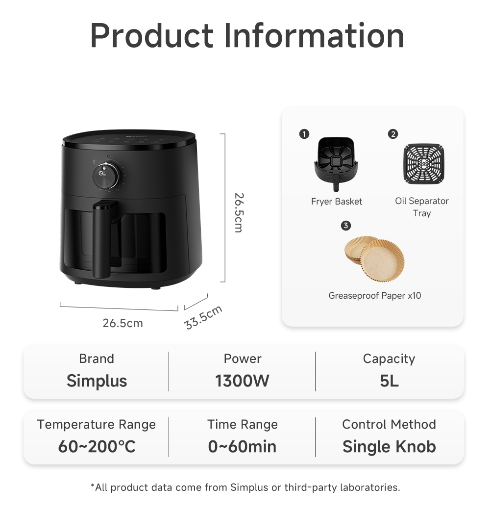 Simplus Air Fryer Multi-functional Oil Free Non Stick Black&White&Beige ...
