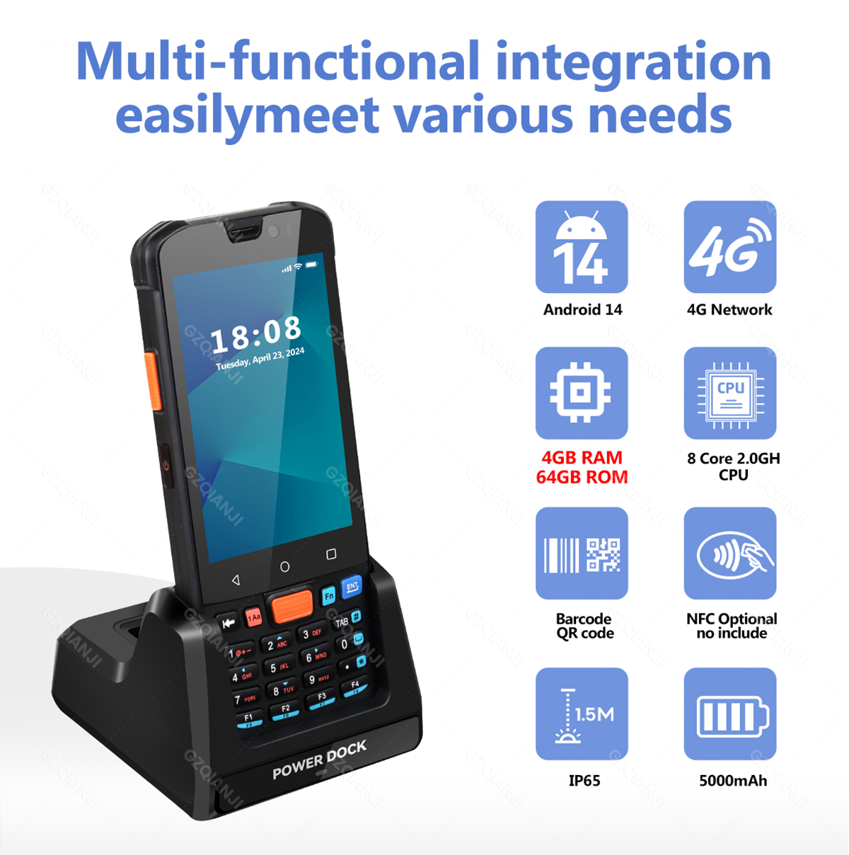 Industrial PDA Barcode Scanner Android 14 Handheld PDA Terminal ...