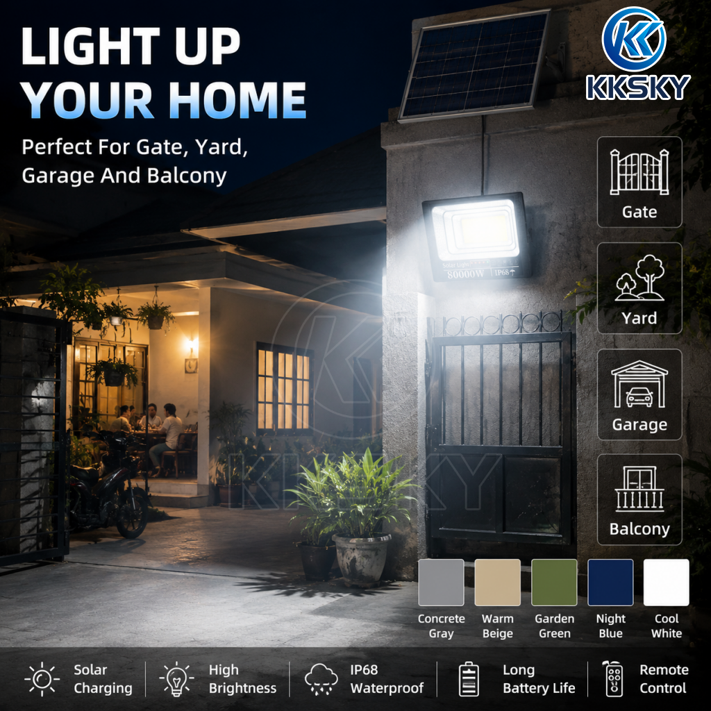 KKSKY Solar Lights with Solar Panel Outdoor Waterproof IP67 Street Lamp ...