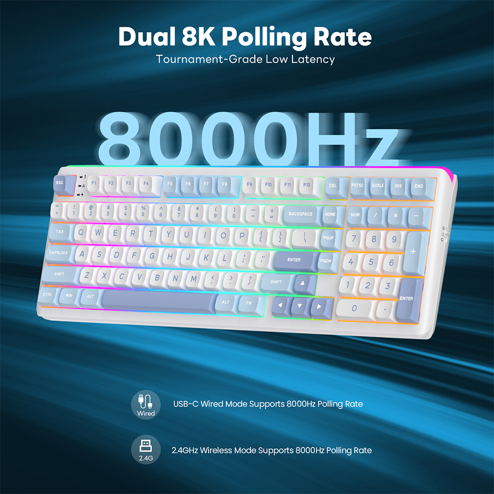 Royal Kludge RK R99 Rhythm Blue RGB Light Box SOCD Keyboard Dual 8K ...