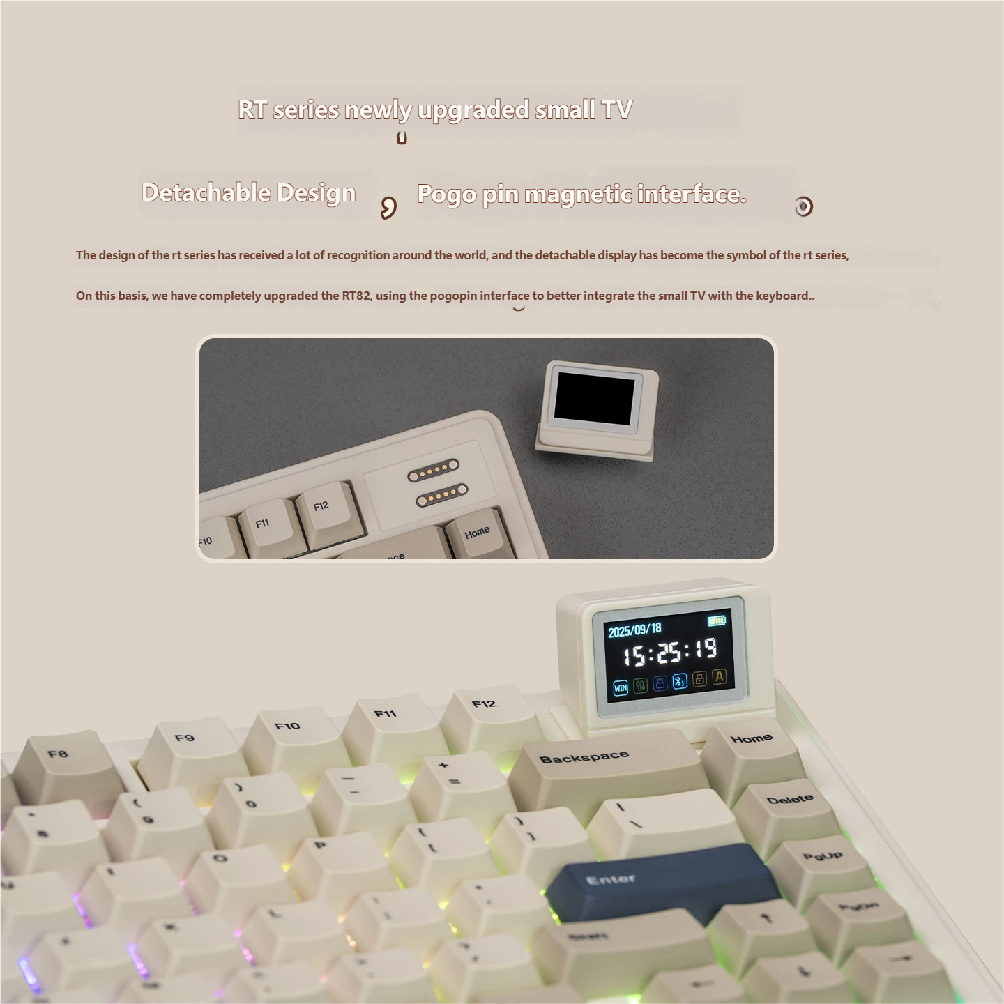 EPOMAKER RT82 Wireless Mechanical Keyboard 75% RGB Small Screen ...