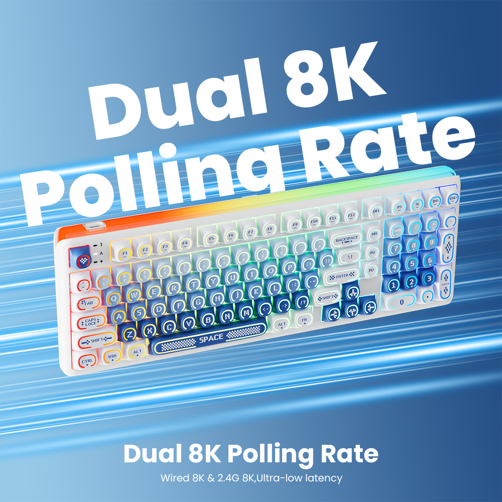 Royal Kludge RK R99 Halo RGB Light Box Keyboard Dual 8K 8000Hz Tri-Mode ...