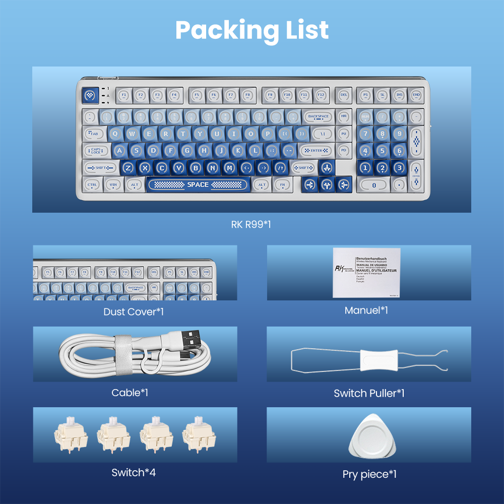Royal Kludge RK R99 Halo RGB Light Box Keyboard Dual 8K 8000Hz Tri-Mode ...