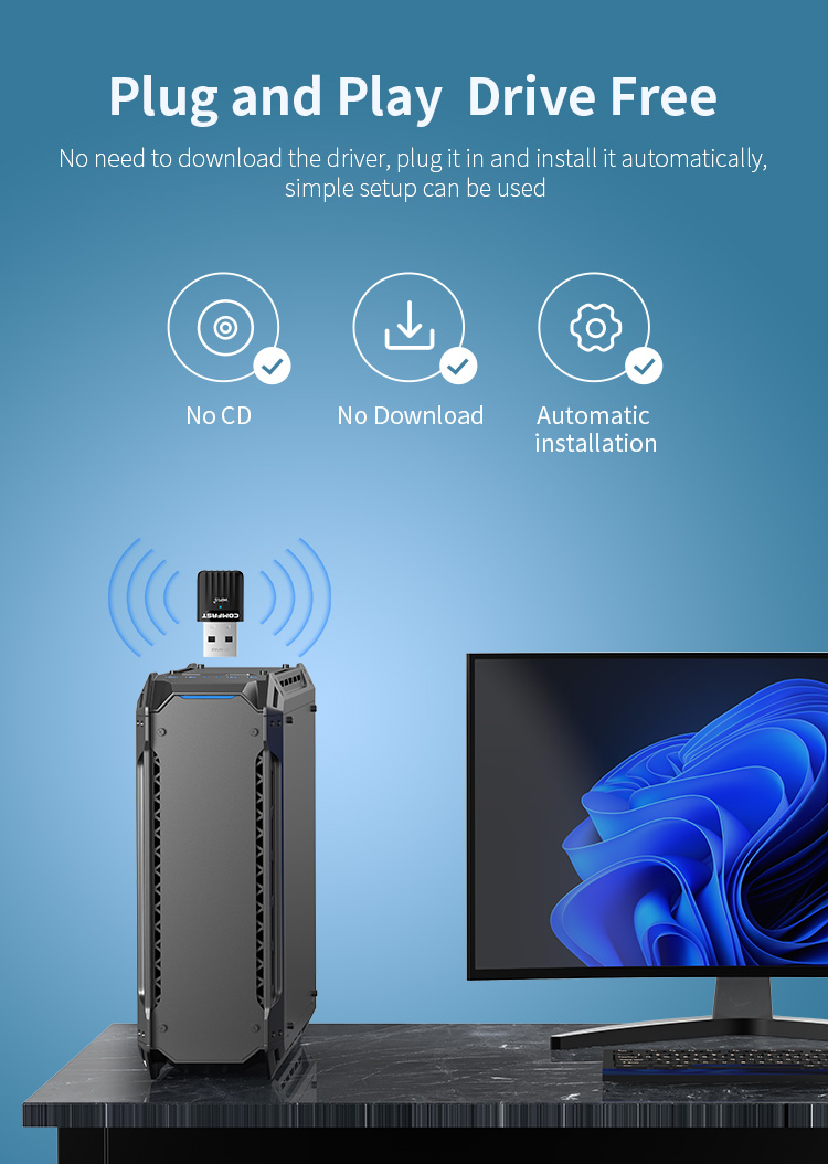 Comfast WiFi6 Wifi Dongle AX600 2.4G USB WiFi Adapter for PC Network ...