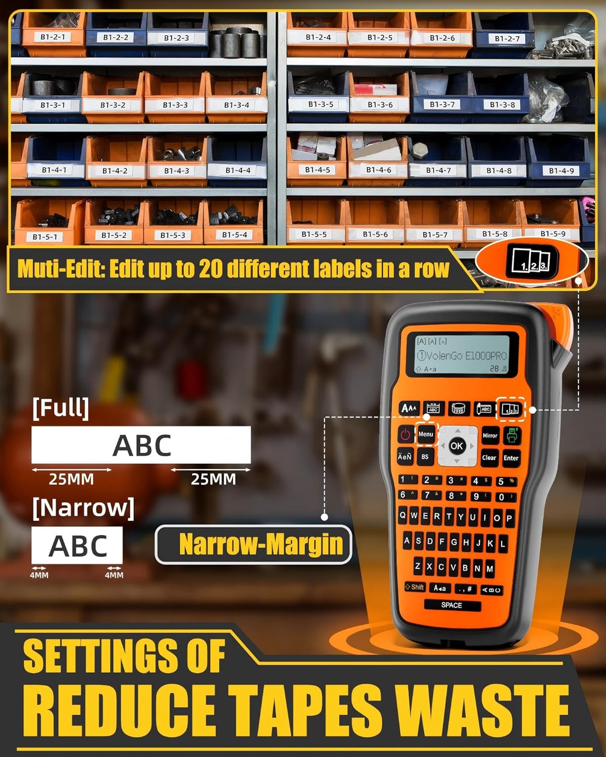 E1000 Heat Shrink Label Maker, Handheld Keyboard Label Machine with ...