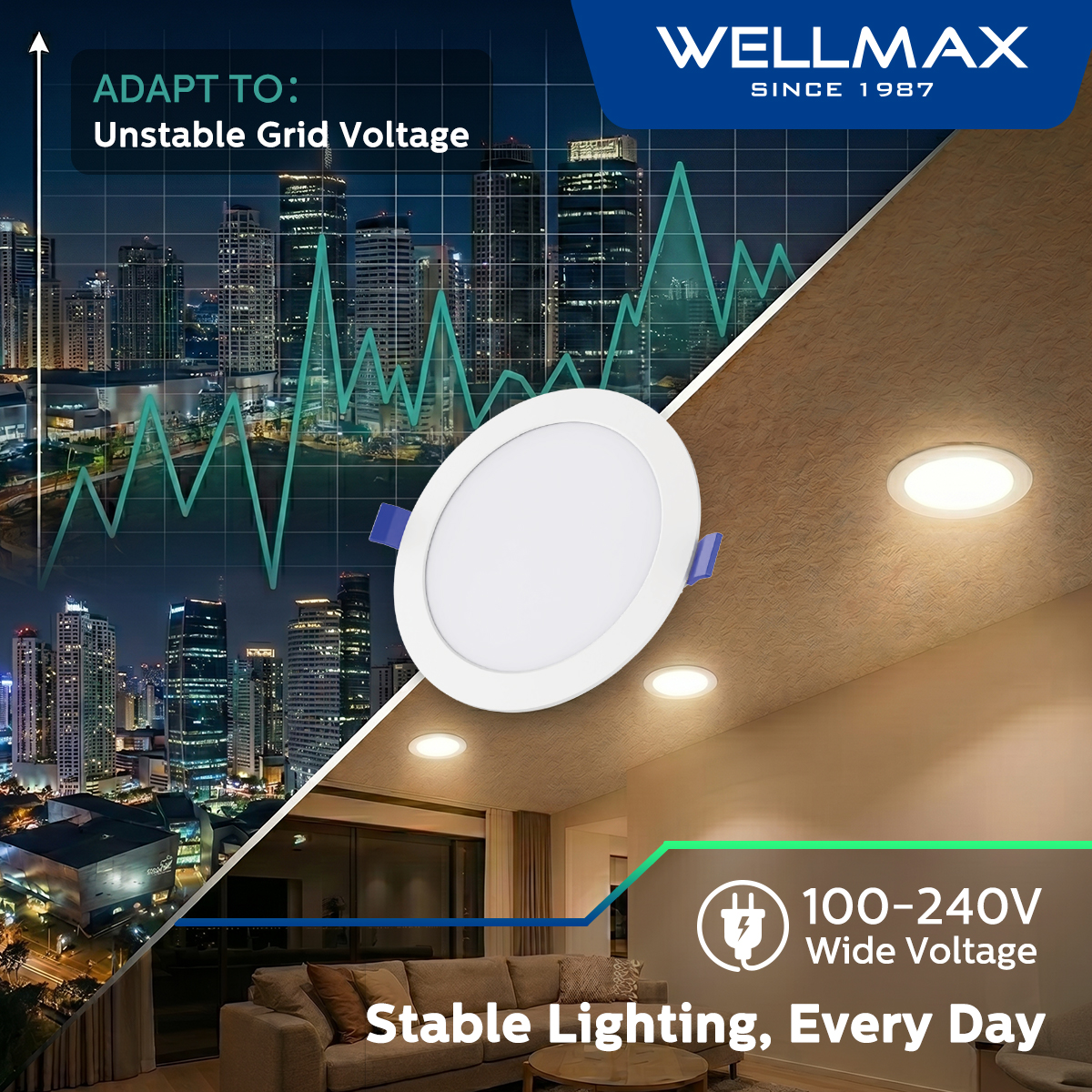 WELLMAX LED Downlight Energy Saving Recessed Ceiling Light 100lm/W 100 ...