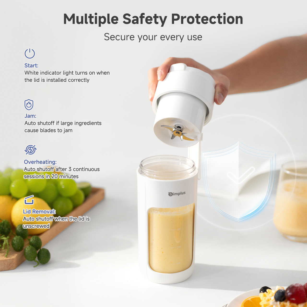 Simplus Upgraded Portable Juicer Blender Fruit Juice Mixer 400mL USB ...