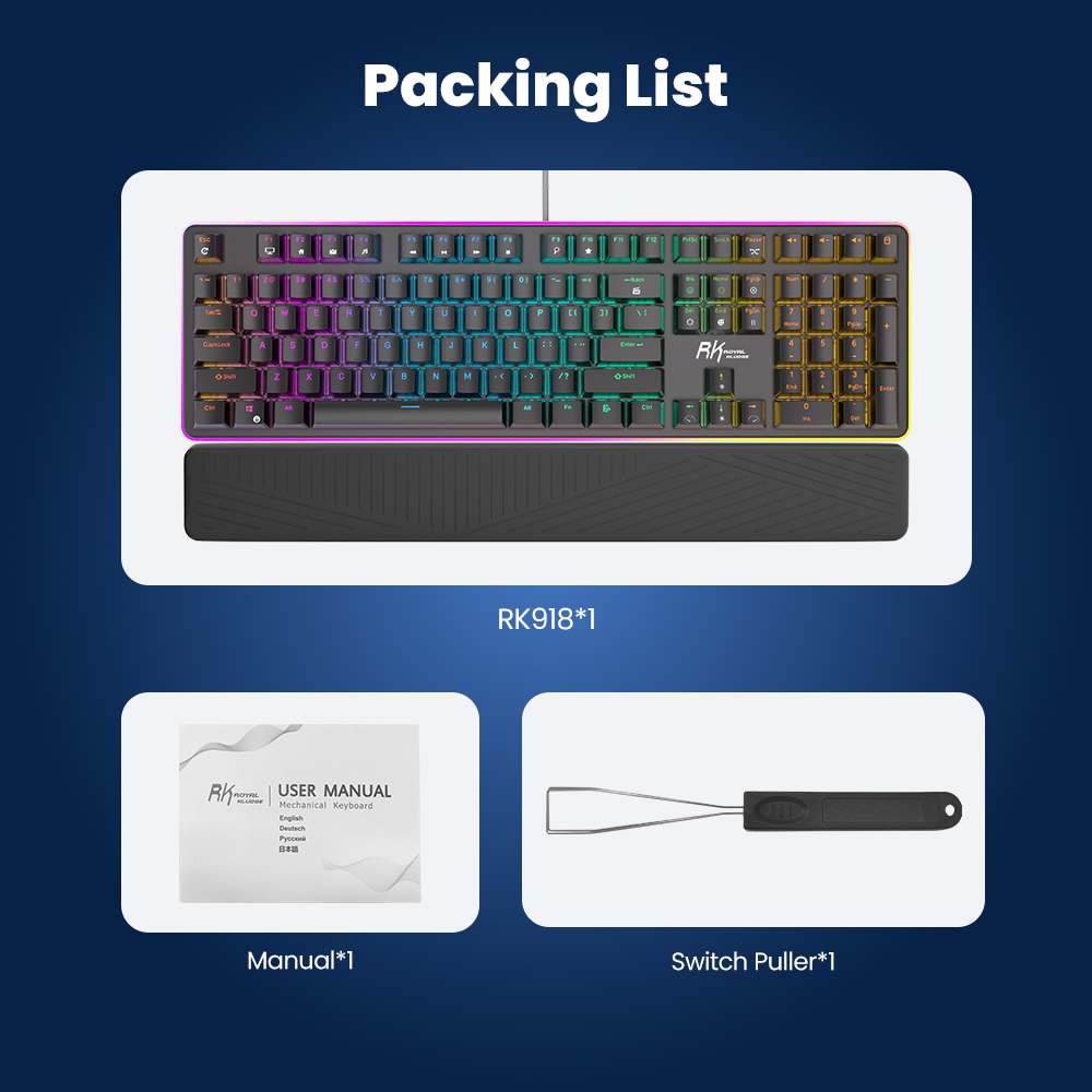 Royal Kludge RK918 Full RGB Backlit Wired Mechanical Keyboard Gateron ...