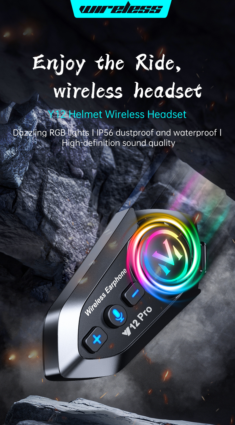 Y12 Pro Headphones Helmet Bluetooth BT5.4 Waterproof Earphones IP56 ...