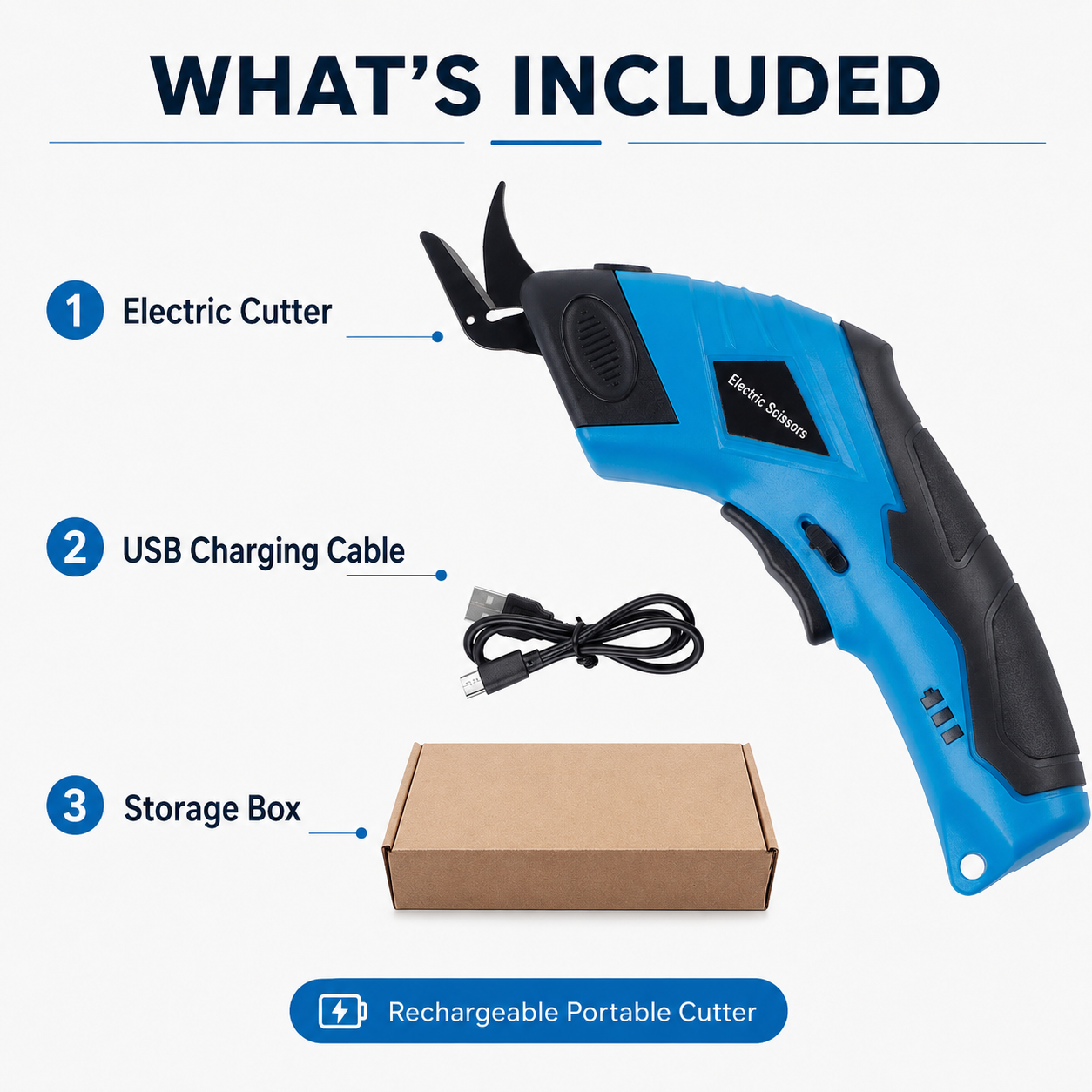 USB Rechargeable Electric Scissors Cutter, Cordless Tailoring Cutting ...