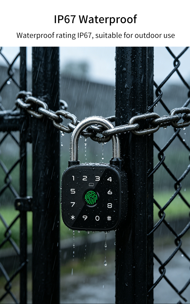Waterproof Tuya Bluetooth Phone APP Smart Fingerprint Padlock RFID Card ...