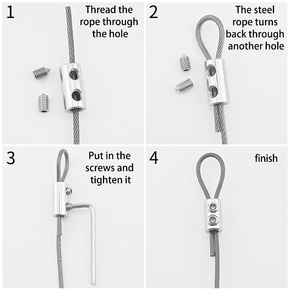 2PCS 304 Stainless Steel Adjustable Wire Rope Hanging Kit with Self ...