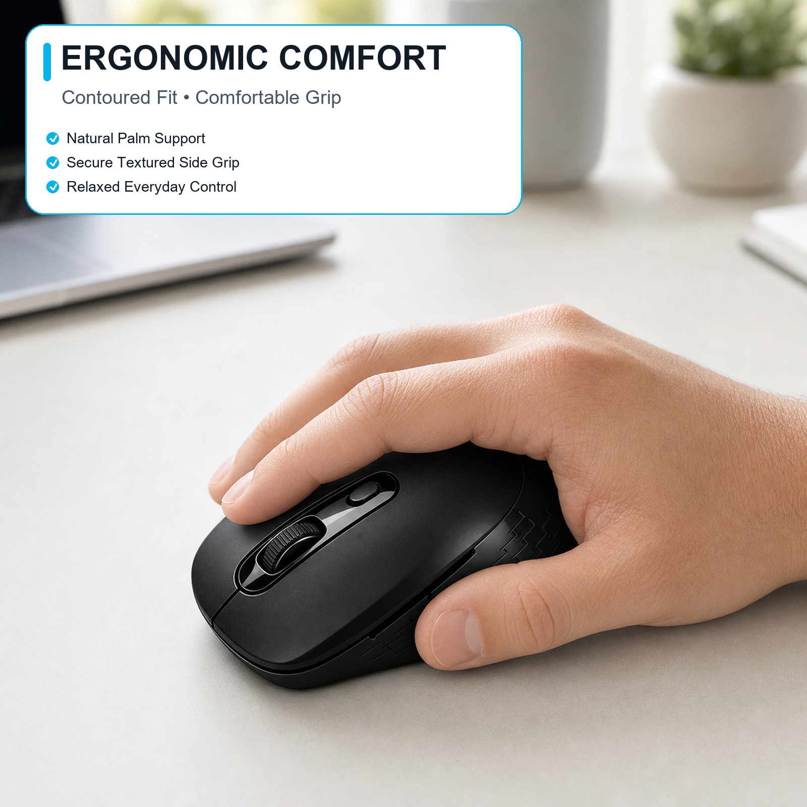 Dual-Mode Ergonomic Wireless Mouse Bluetooth and 2.4G Comfort Grip for ...